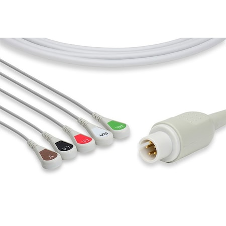 Mortara Burdick Compatible Direct-Connect ECG Cable - 5 Leads Snap